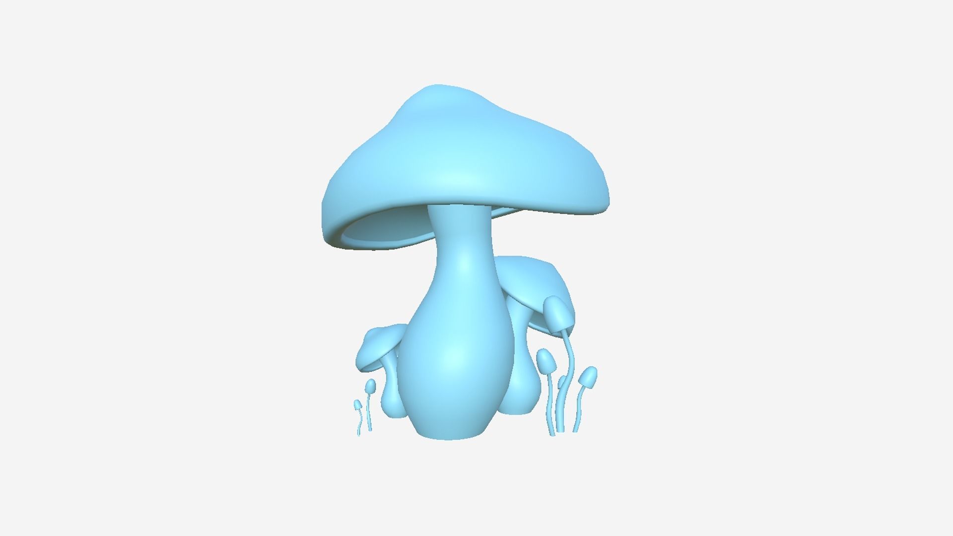 Fantasy Mushroom A06 Blue Orange - Scene Backdrop Design Low-poly 3D model_7