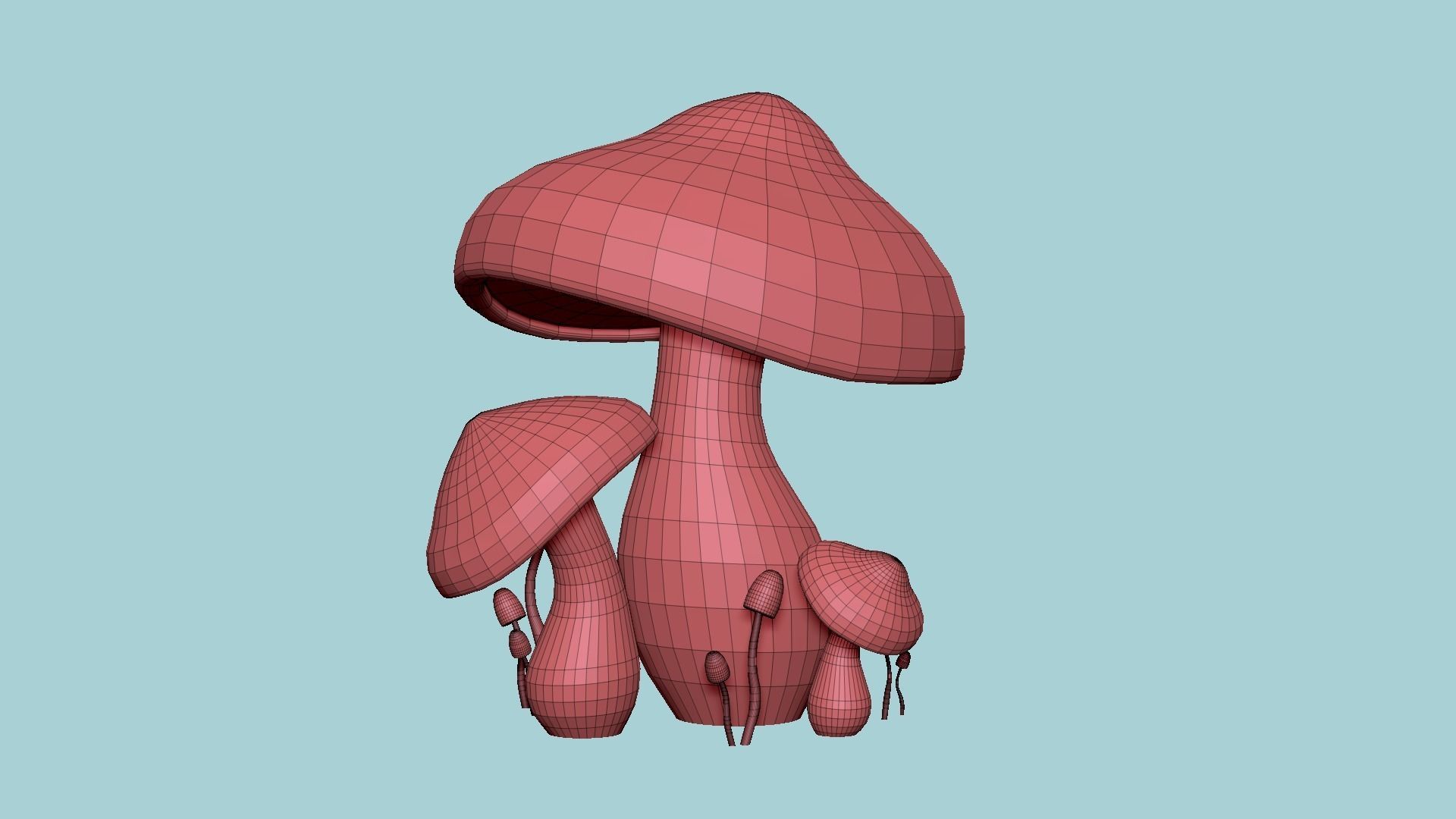 Fantasy Mushroom A06 Blue Orange - Scene Backdrop Design Low-poly 3D model_14