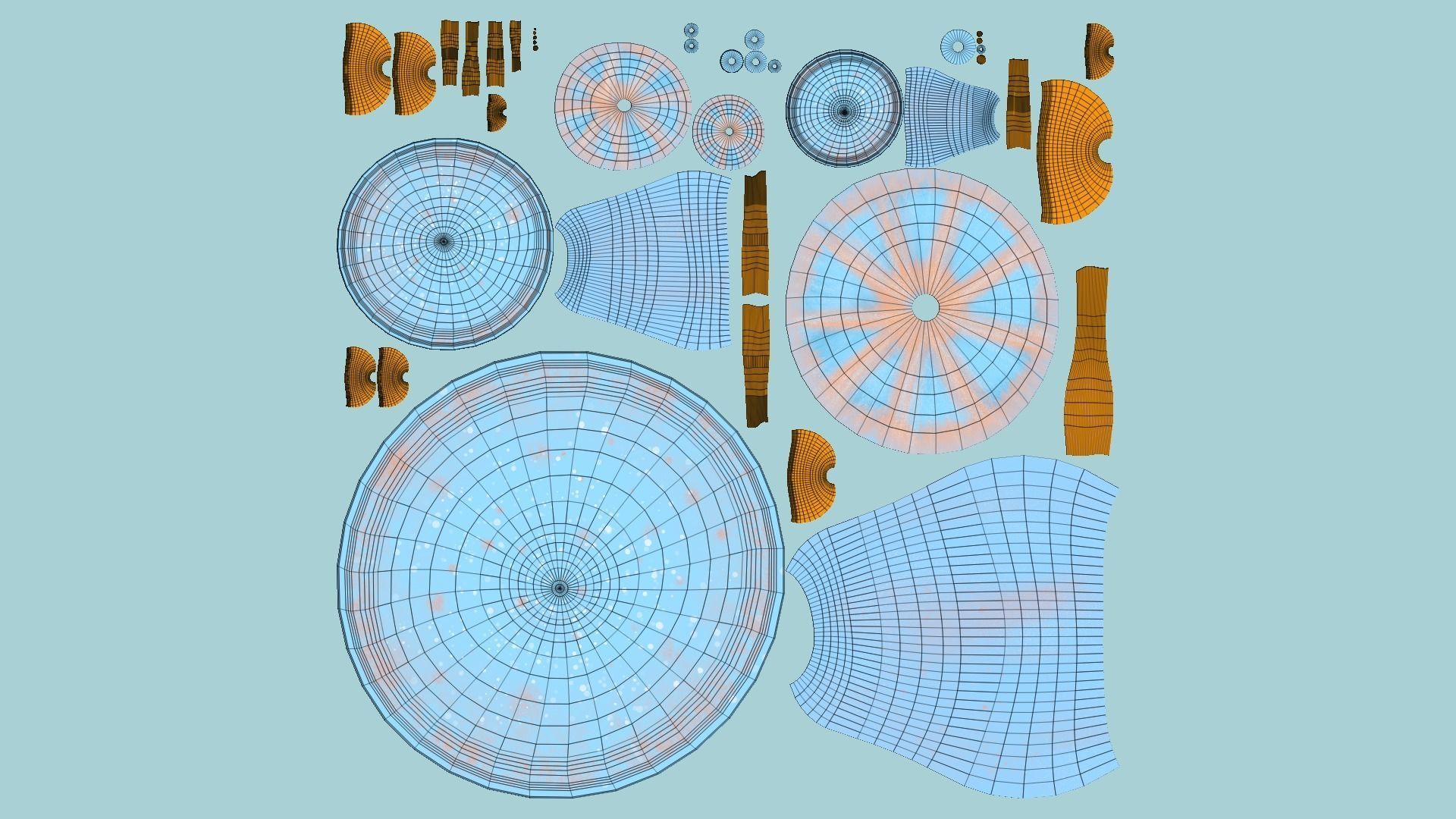 Fantasy Mushroom A06 Blue Orange - Scene Backdrop Design Low-poly 3D model_5