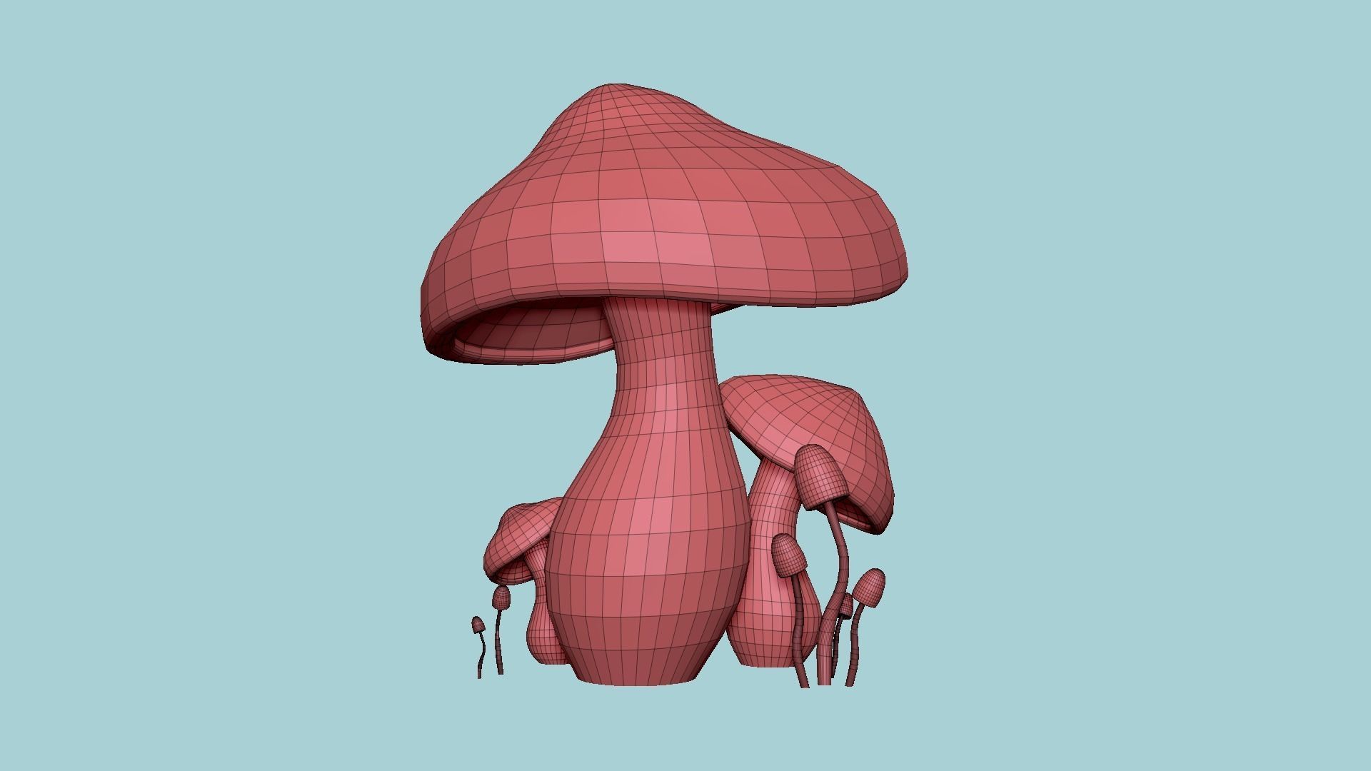 Fantasy Mushroom A06 Blue Orange - Scene Backdrop Design Low-poly 3D model_12