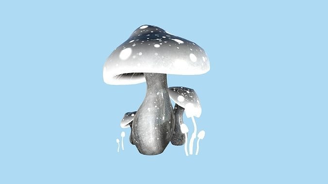 Fantasy Mushroom A07 Black White - Scene Backdrop Design Low-poly 3D model