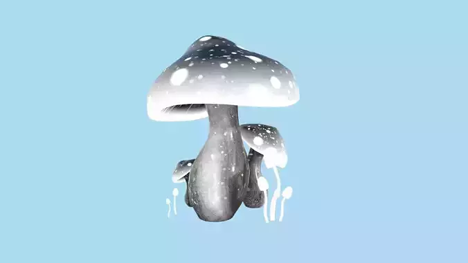 Fantasy Mushroom A07 Black White - Scene Backdrop Design Low-poly 3D model