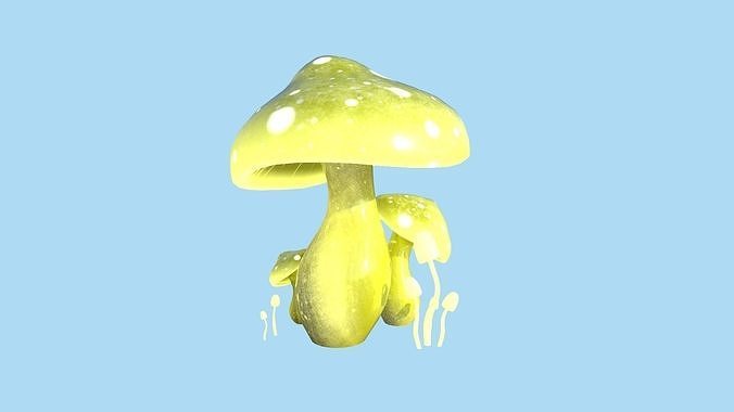 Fantasy Mushroom A08 Yellow - Scene Backdrop Design Low-poly 3D model