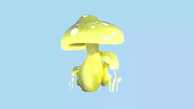 Fantasy Mushroom A08 Yellow - Scene Backdrop Design Low-poly 3D model