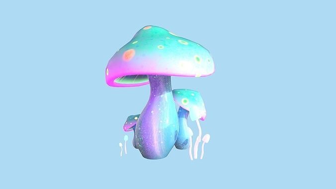 Fantasy Mushroom A10 Rainbow - Scene Backdrop Design Low-poly 3D model