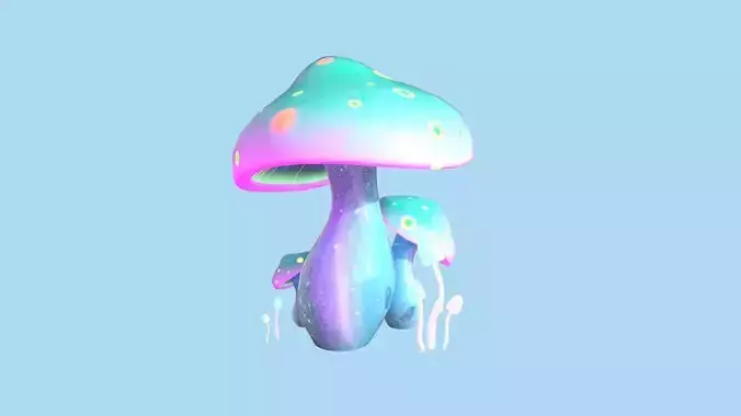 Fantasy Mushroom A10 Rainbow - Scene Backdrop Design Low-poly 3D model