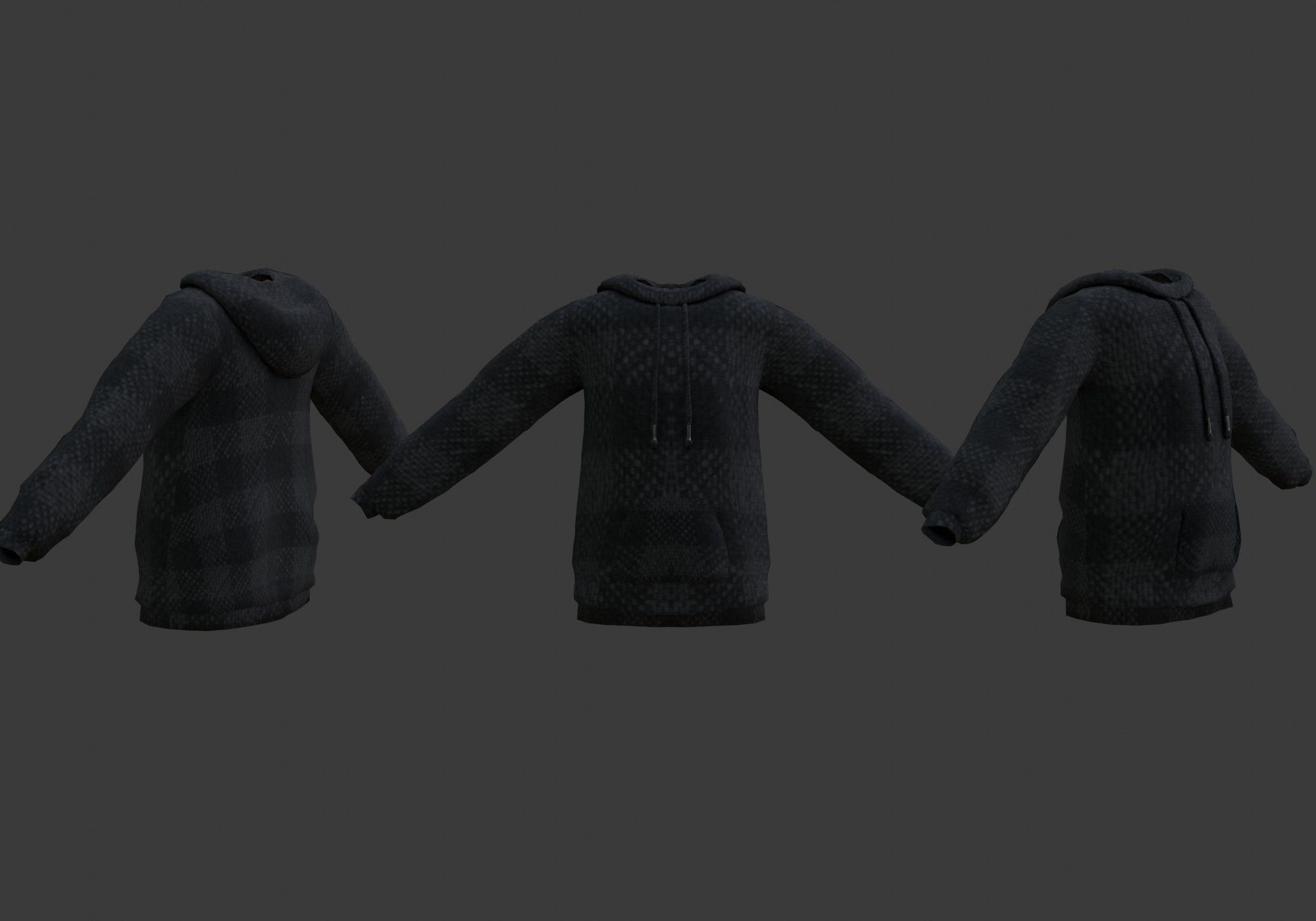 black hoodie Low-poly 3D model_6
