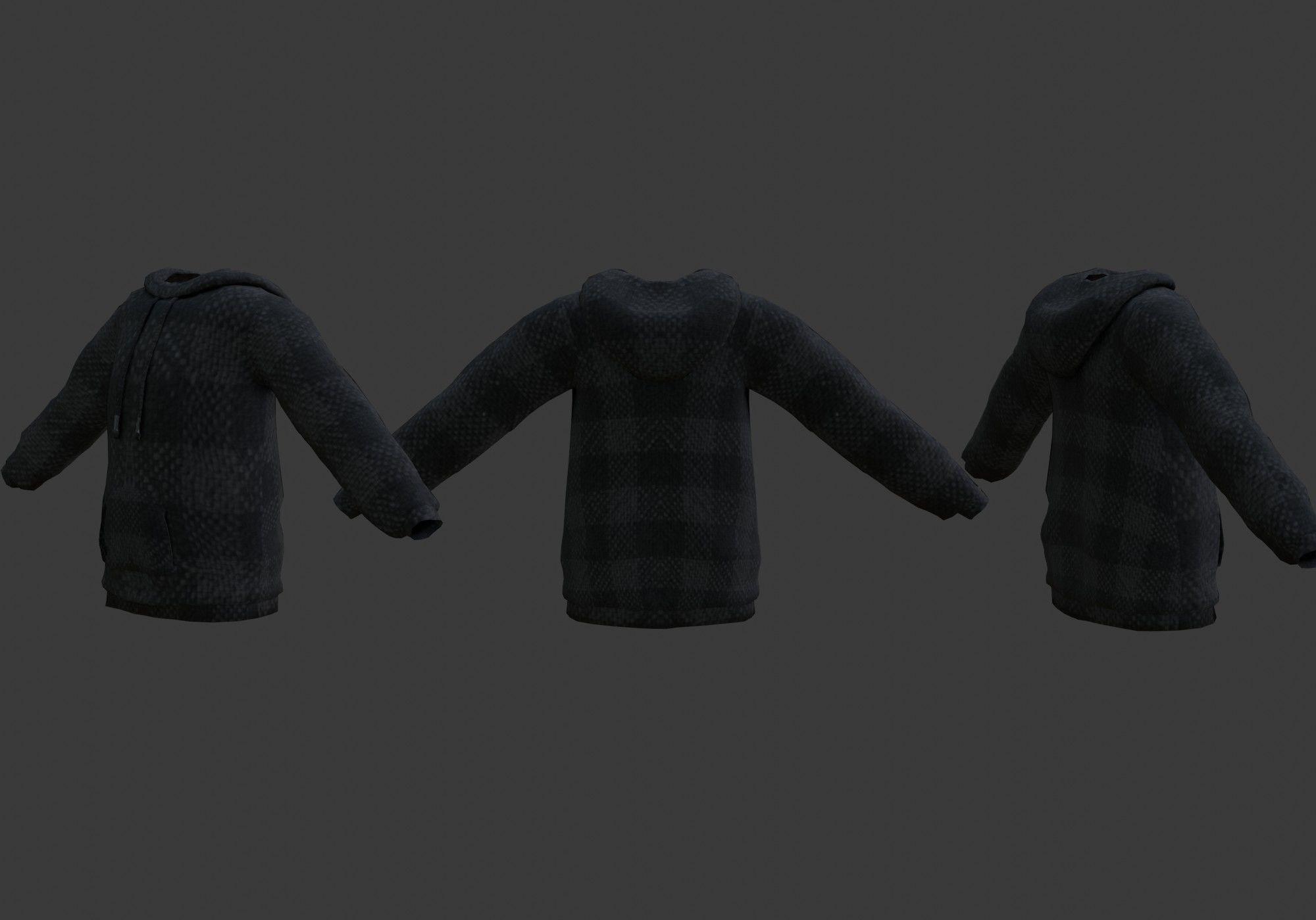 black hoodie Low-poly 3D model_7