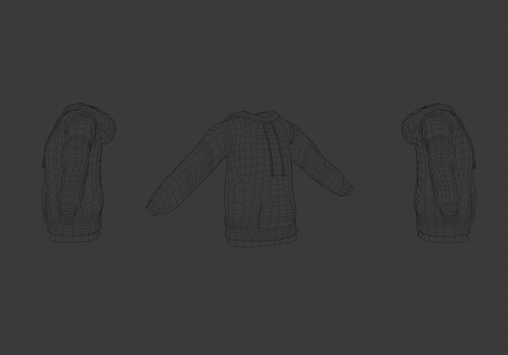 black hoodie Low-poly 3D model_17