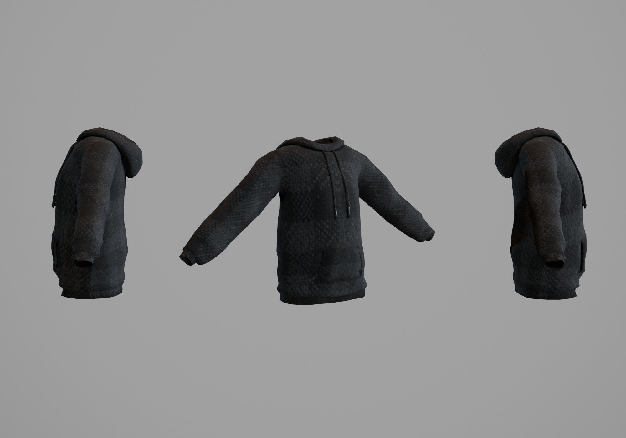 black hoodie Low-poly 3D model_3