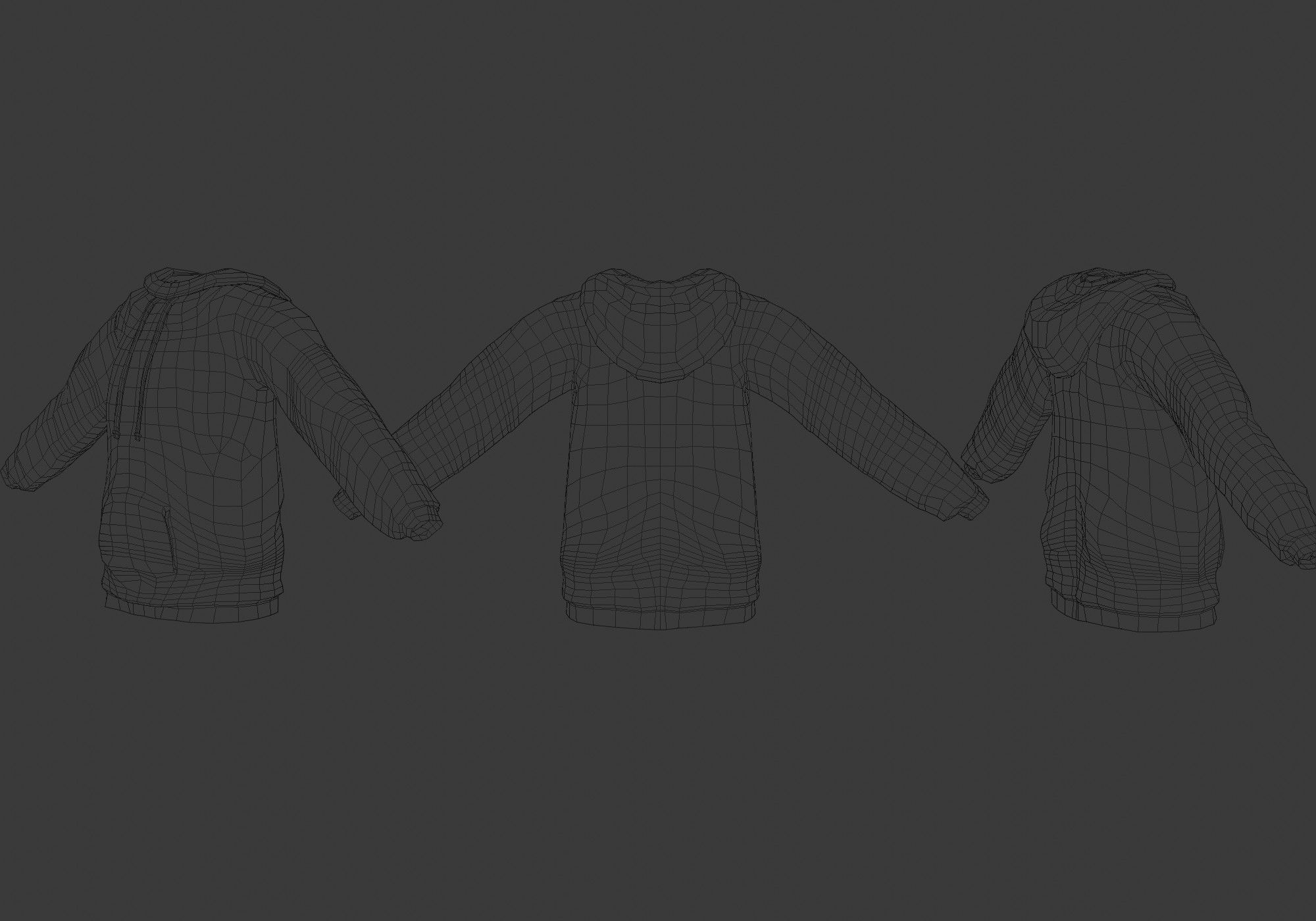 black hoodie Low-poly 3D model_16