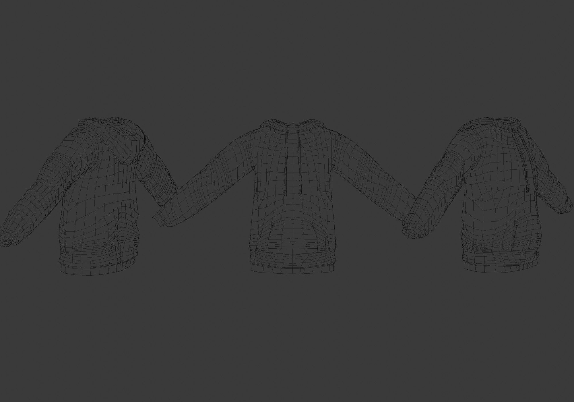 black hoodie Low-poly 3D model_15