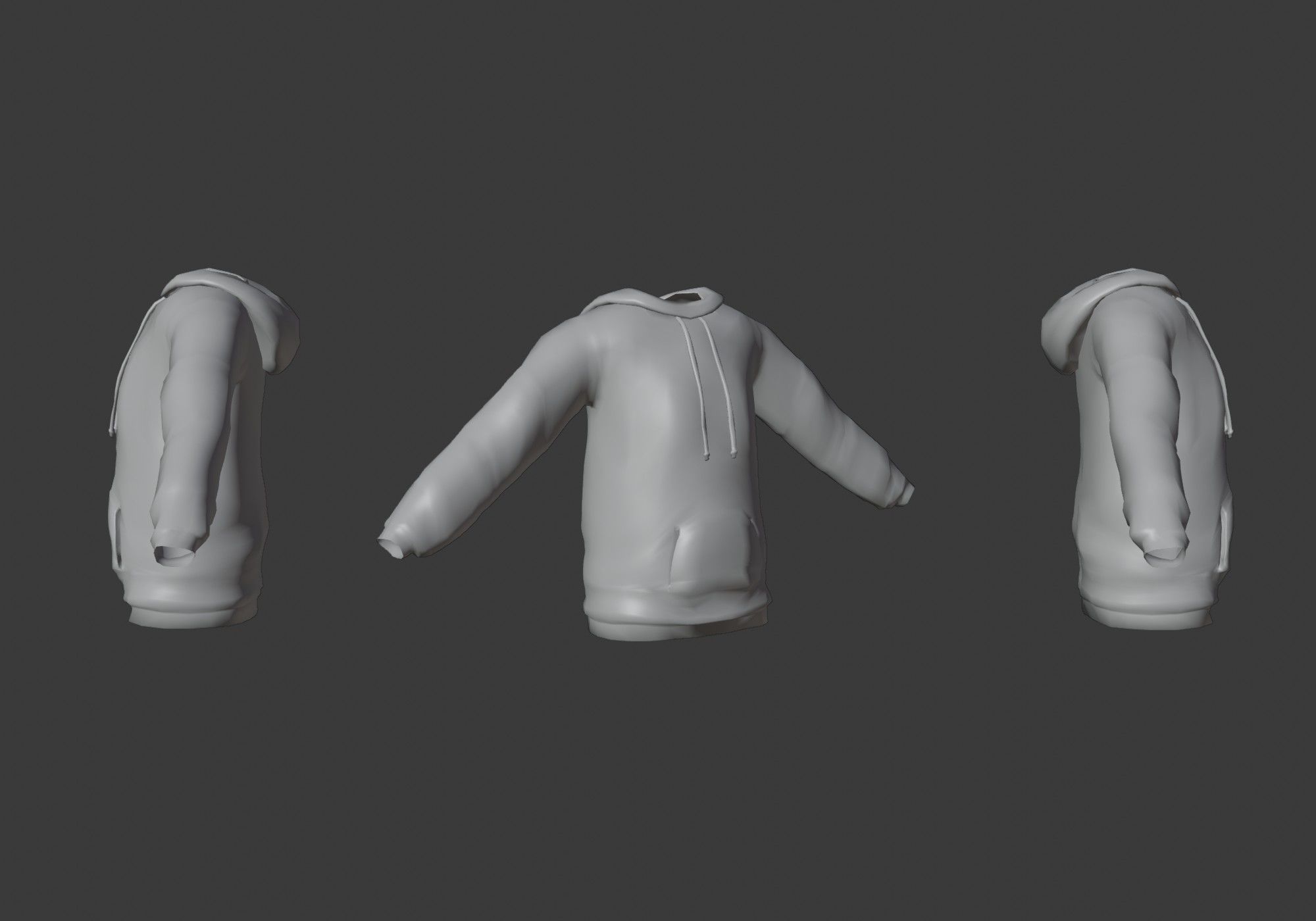 black hoodie Low-poly 3D model_13