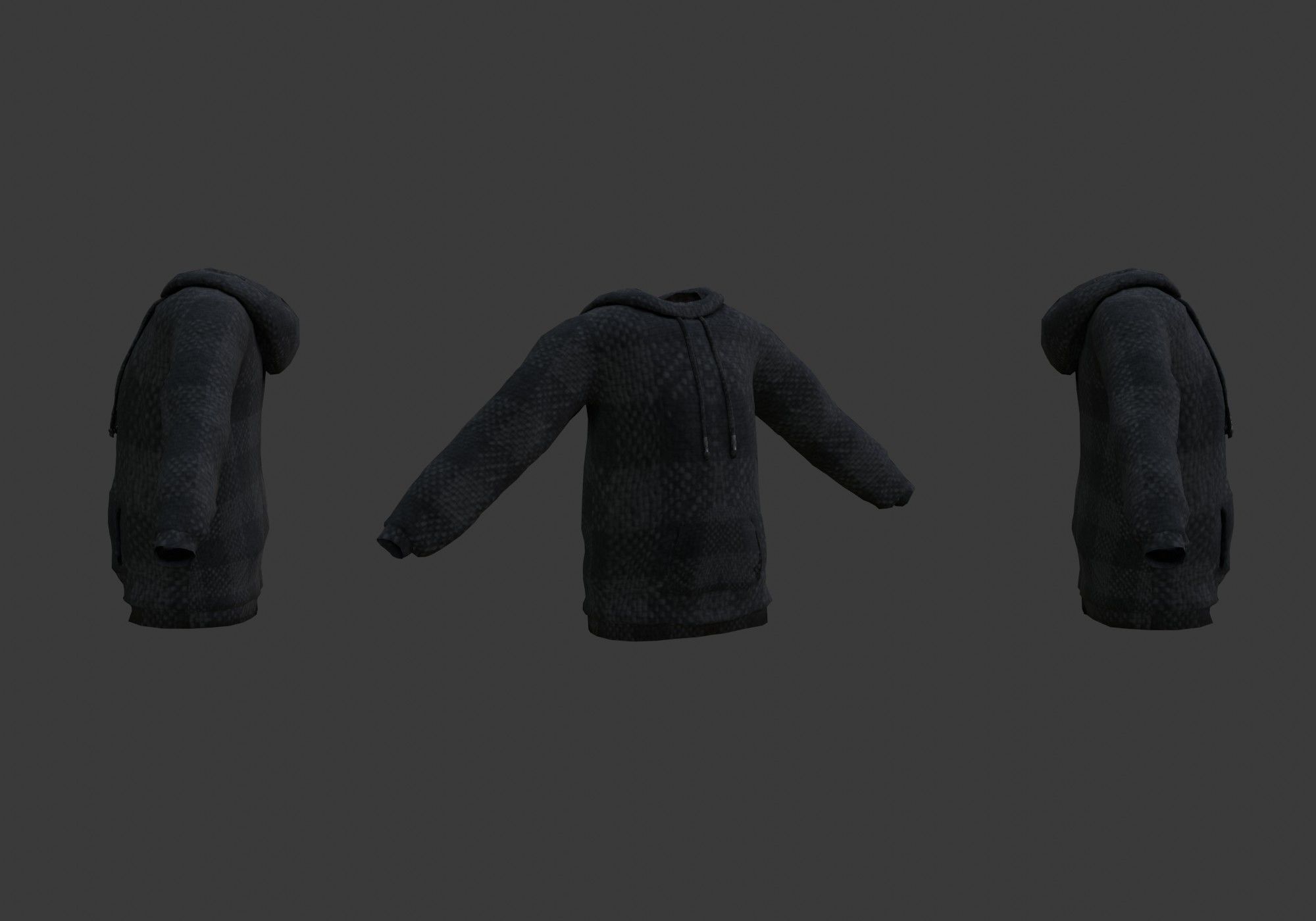 black hoodie Low-poly 3D model_8
