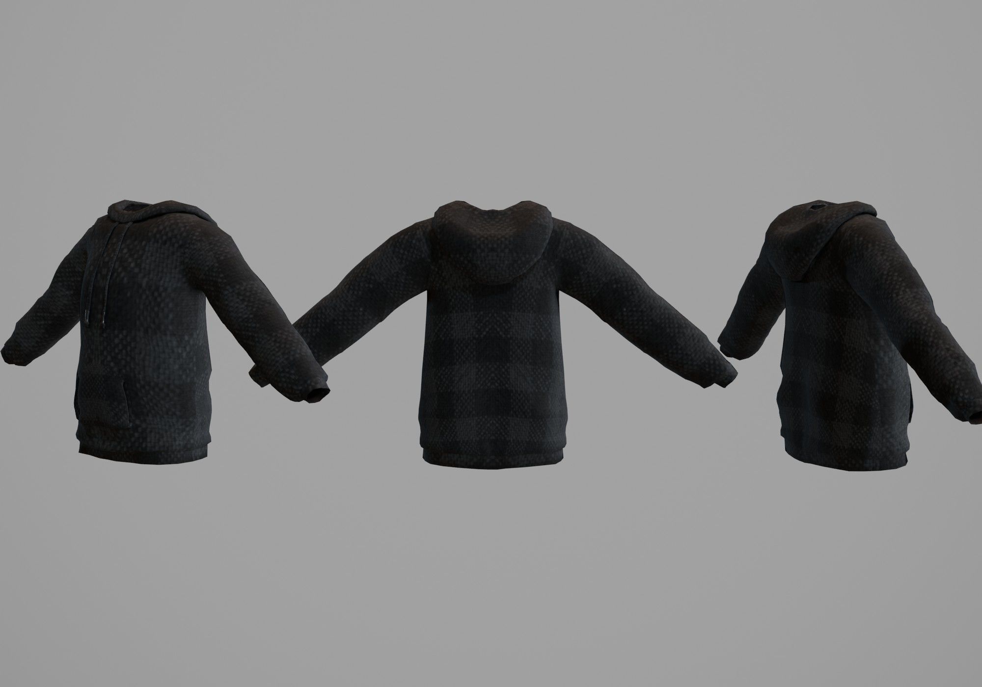 black hoodie Low-poly 3D model_2