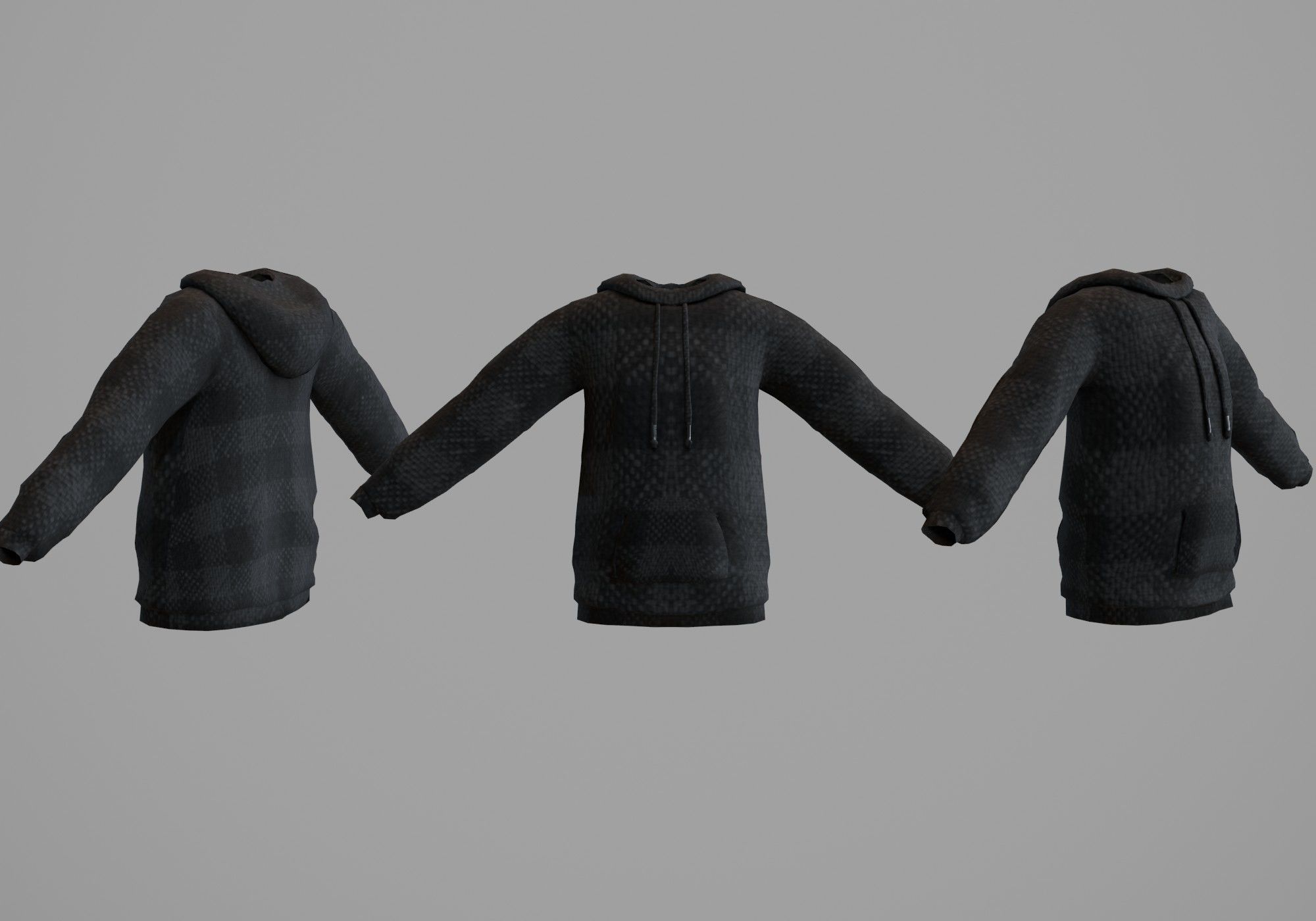 black hoodie Low-poly 3D model_1