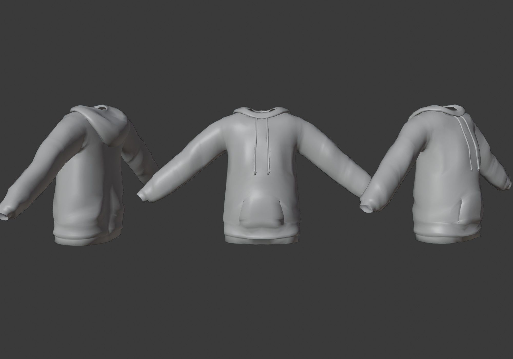 black hoodie Low-poly 3D model_11