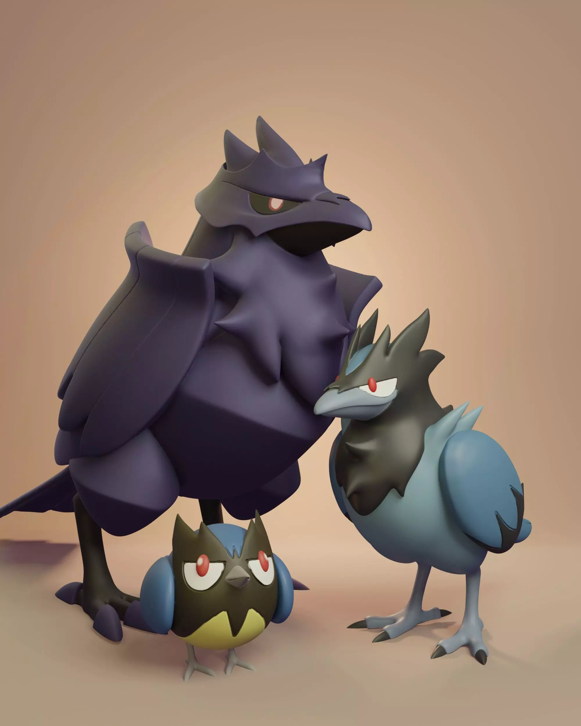 Pokemon - Rookidee Corvisquire and Corviknight 3D print model_0