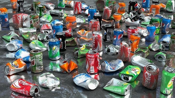 Crumpled Soda Can Low-poly 3D model