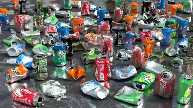 Crumpled Soda Can Low-poly 3D model