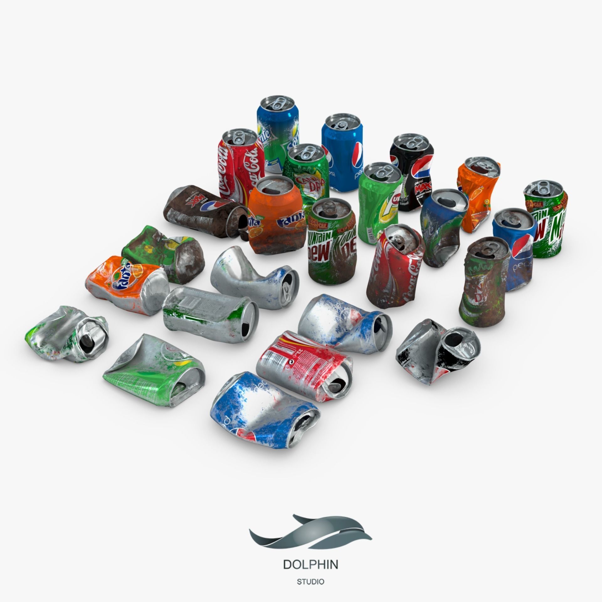 Crumpled Soda Can Low-poly 3D model_2