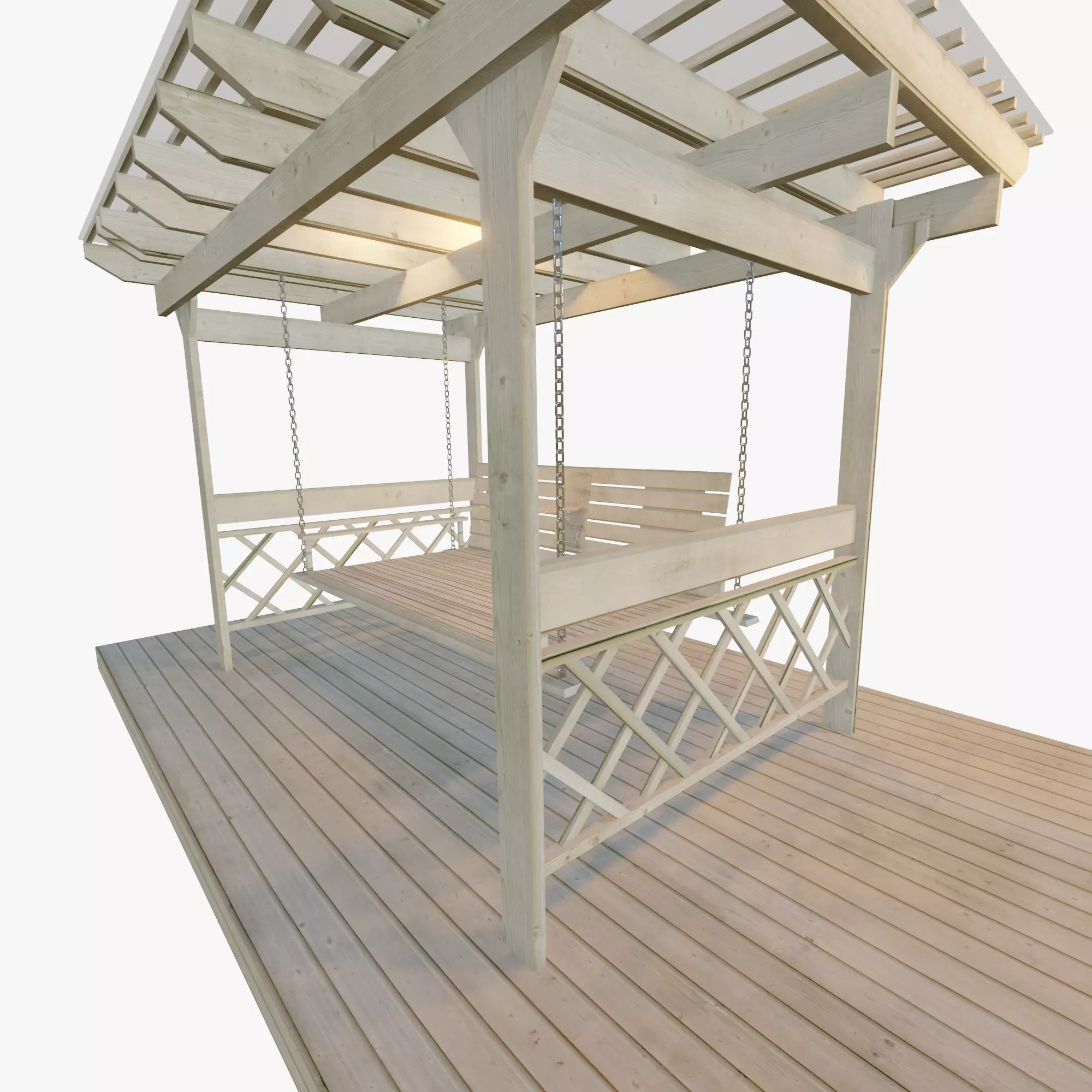 Arbor with Swing 3D model_0