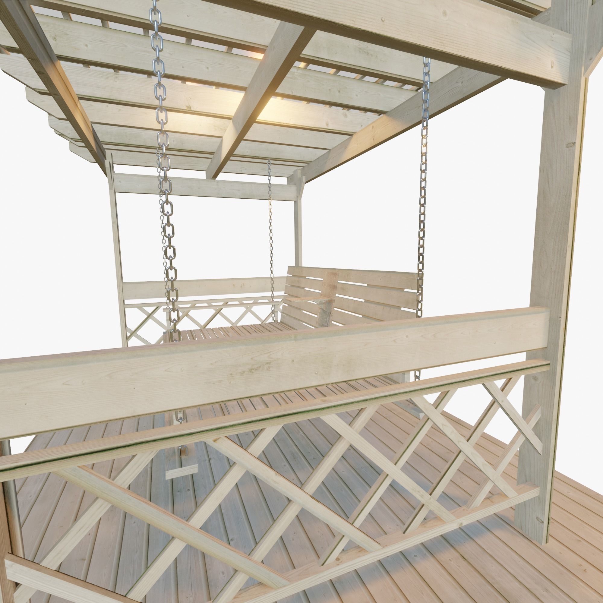 Arbor with Swing 3D model_7