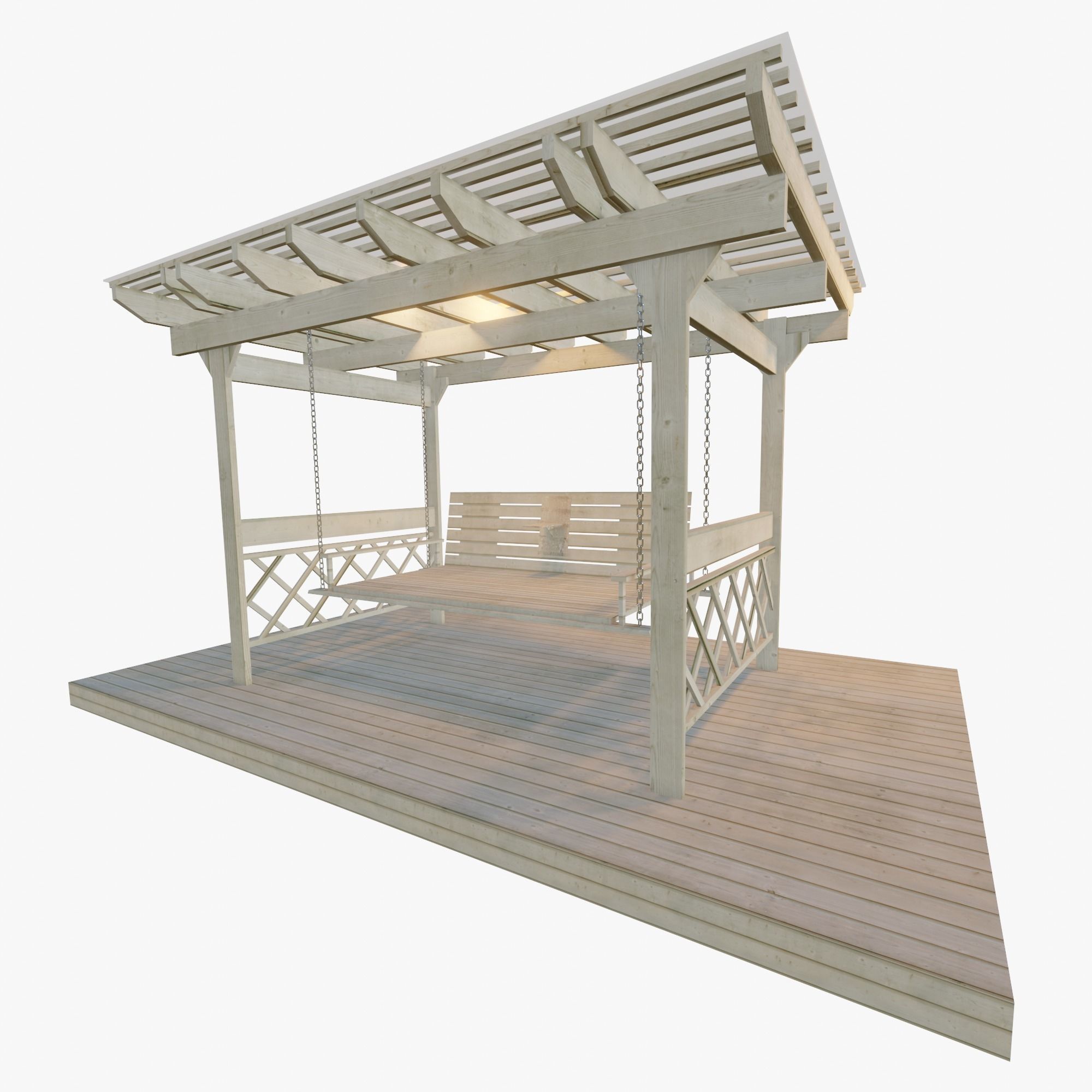 Arbor with Swing 3D model_3