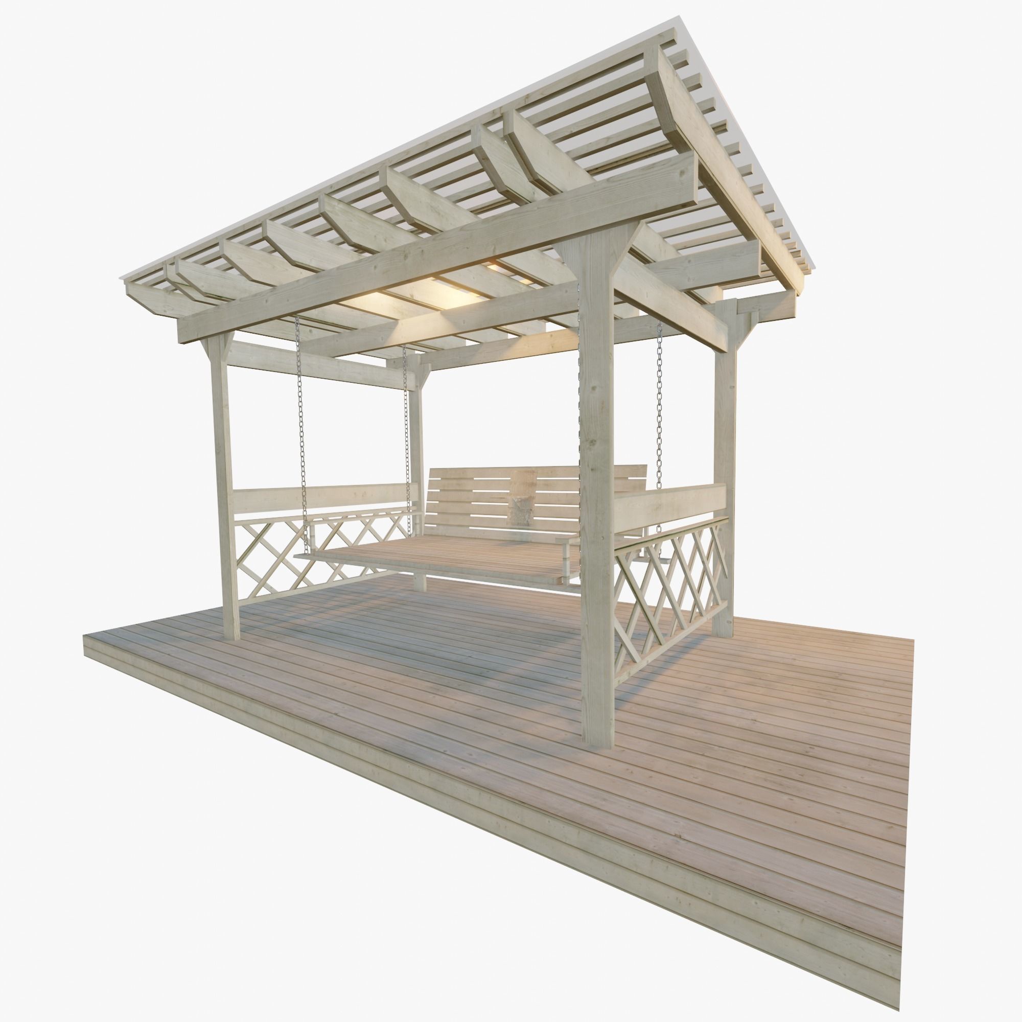 Arbor with Swing 3D model_1