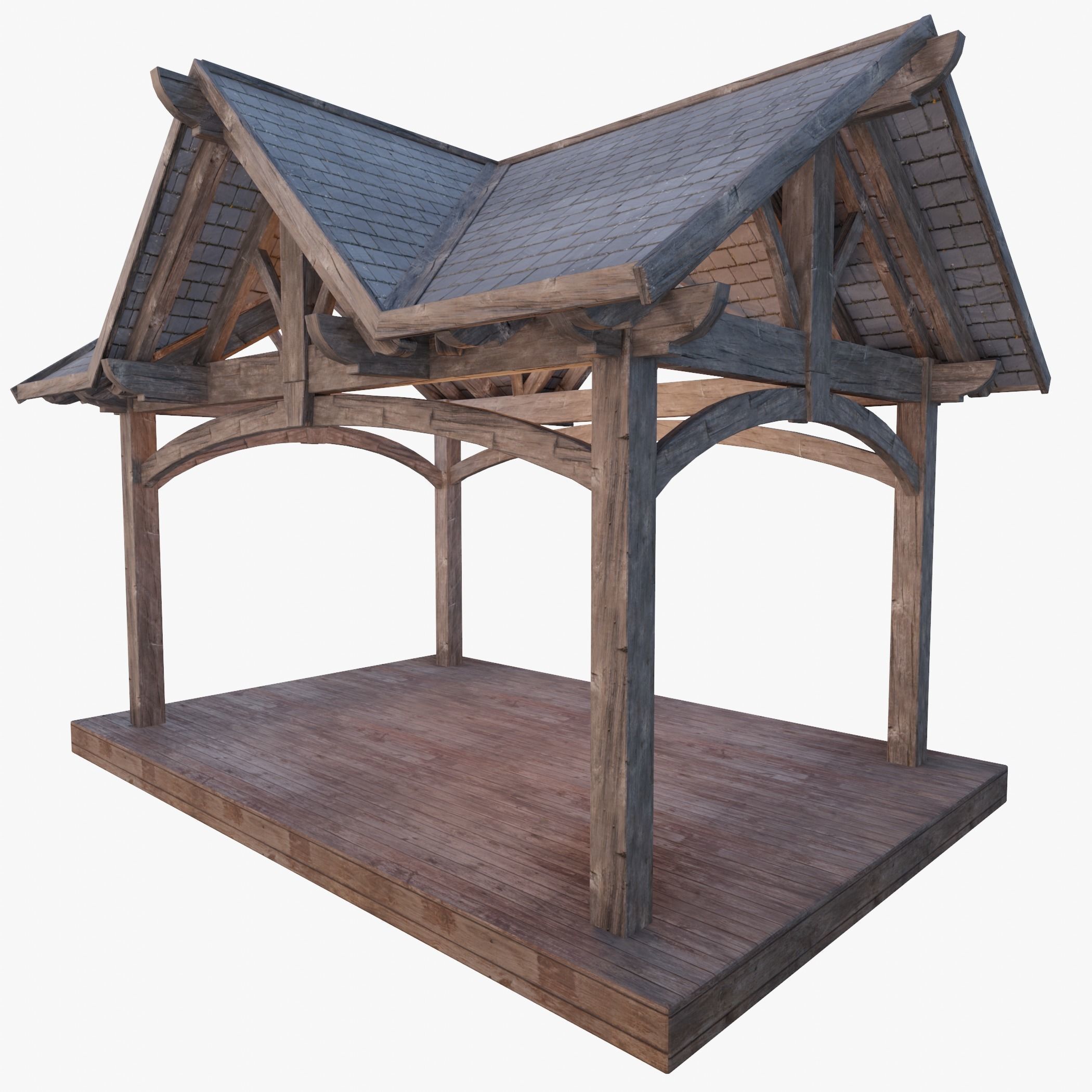 Wooden Pergola 3D model_8