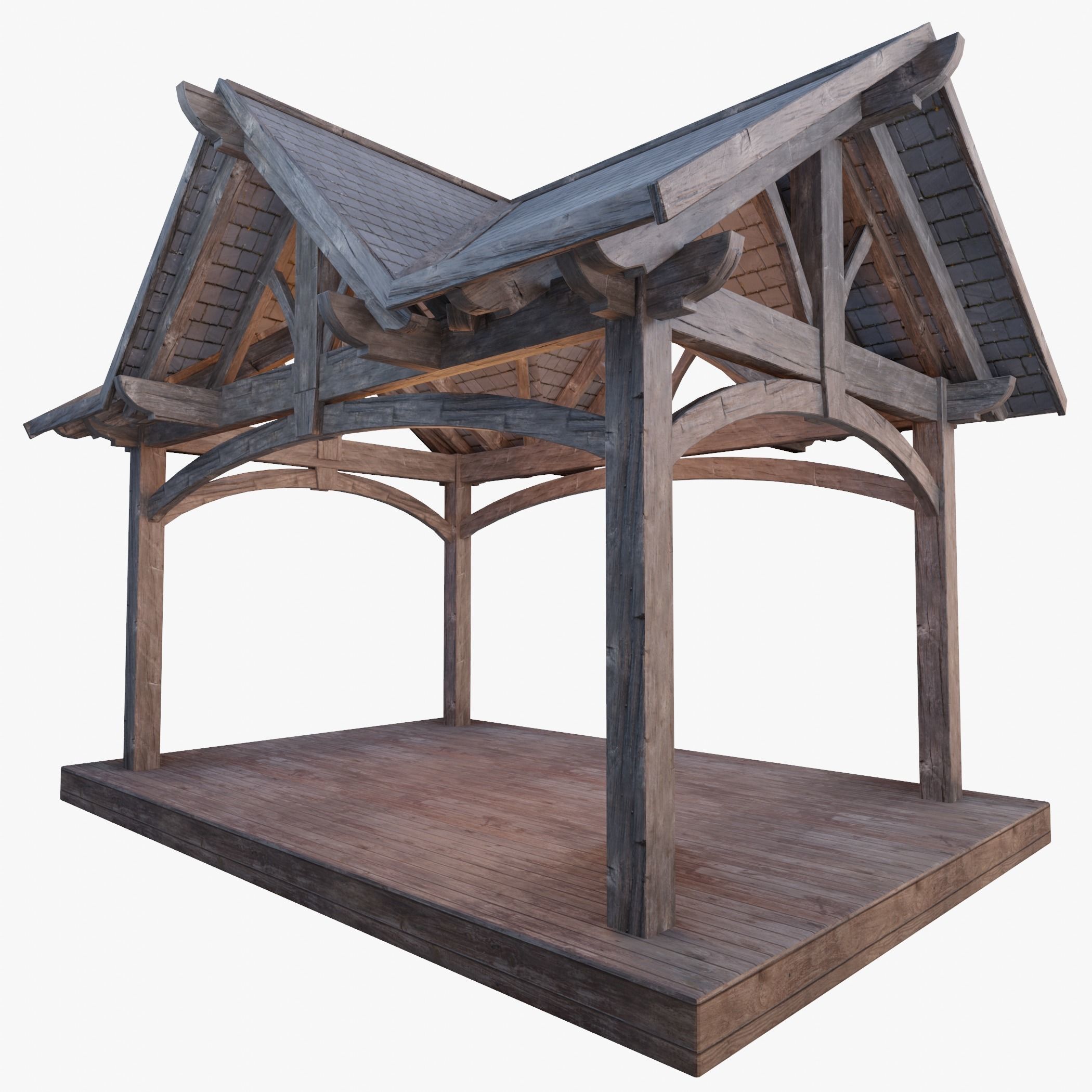 Wooden Pergola 3D model_0