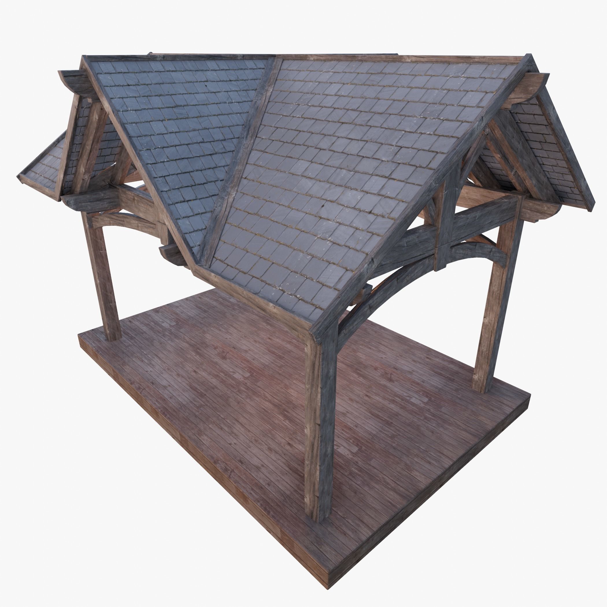 Wooden Pergola 3D model_2