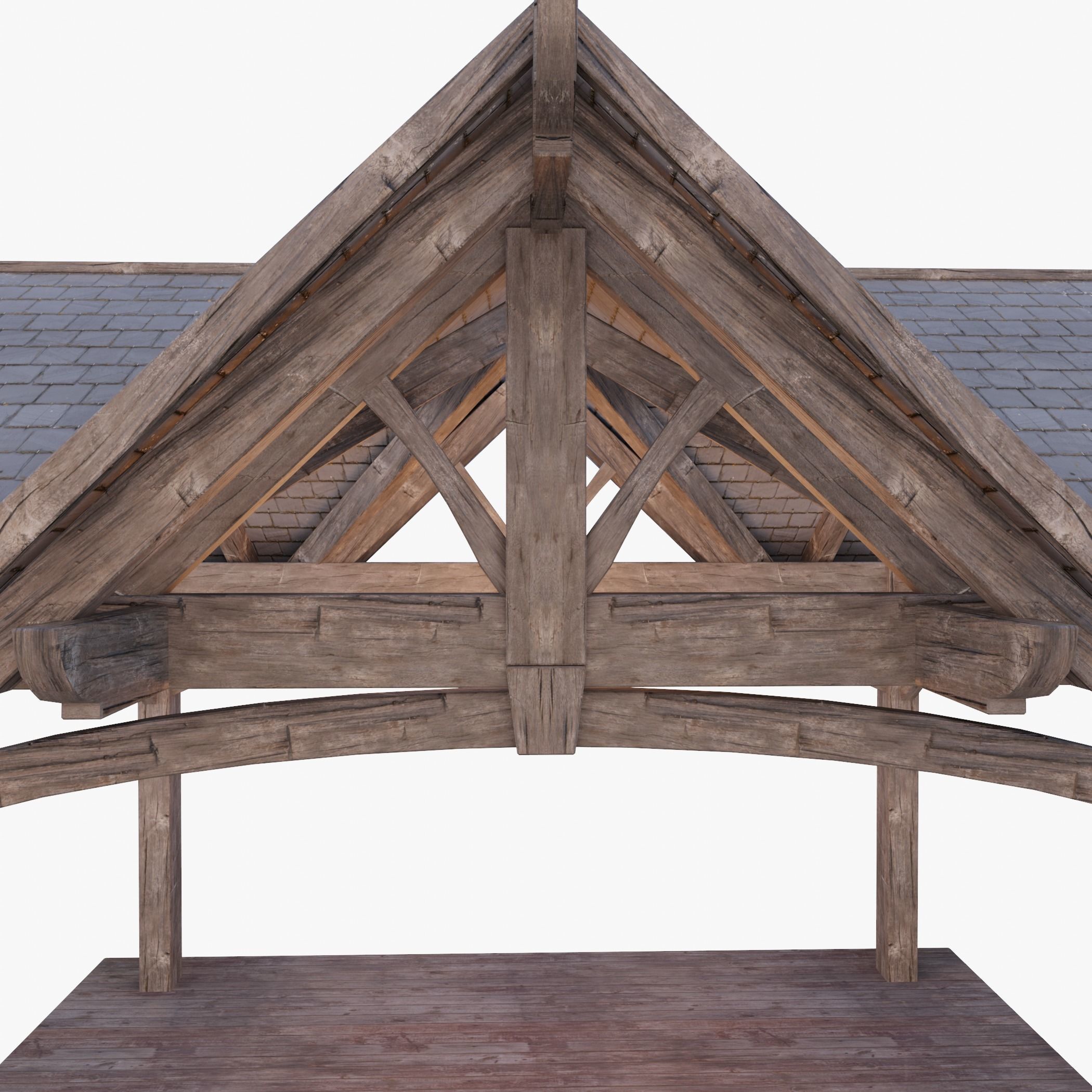 Wooden Pergola 3D model_4