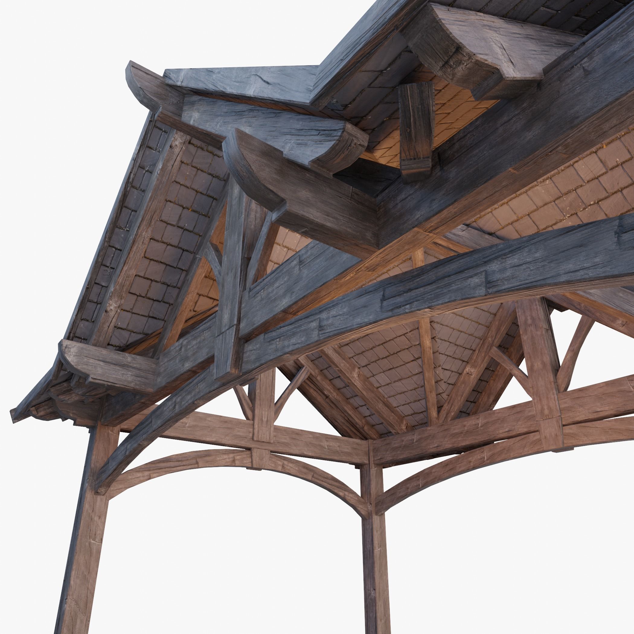 Wooden Pergola 3D model_9