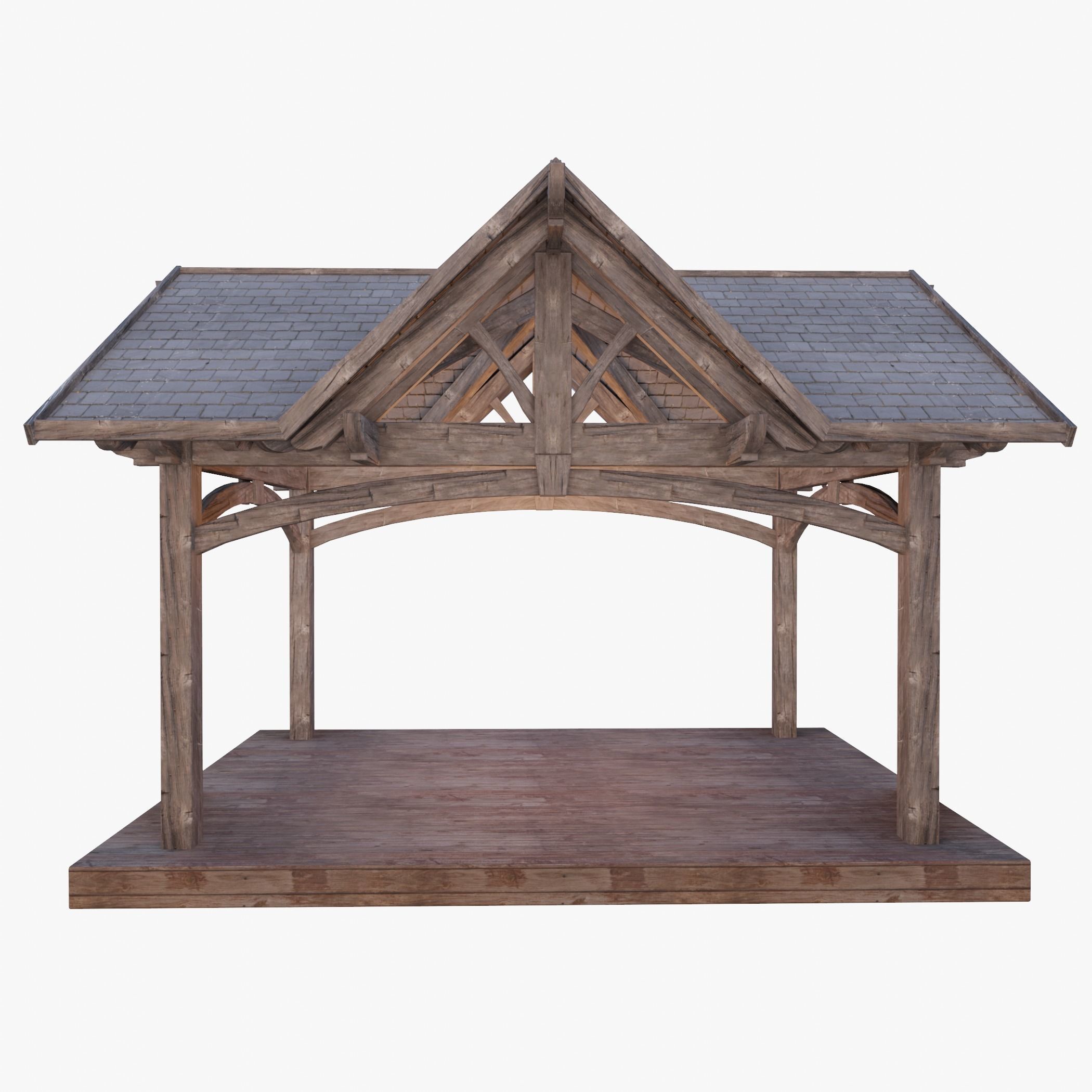 Wooden Pergola 3D model_7