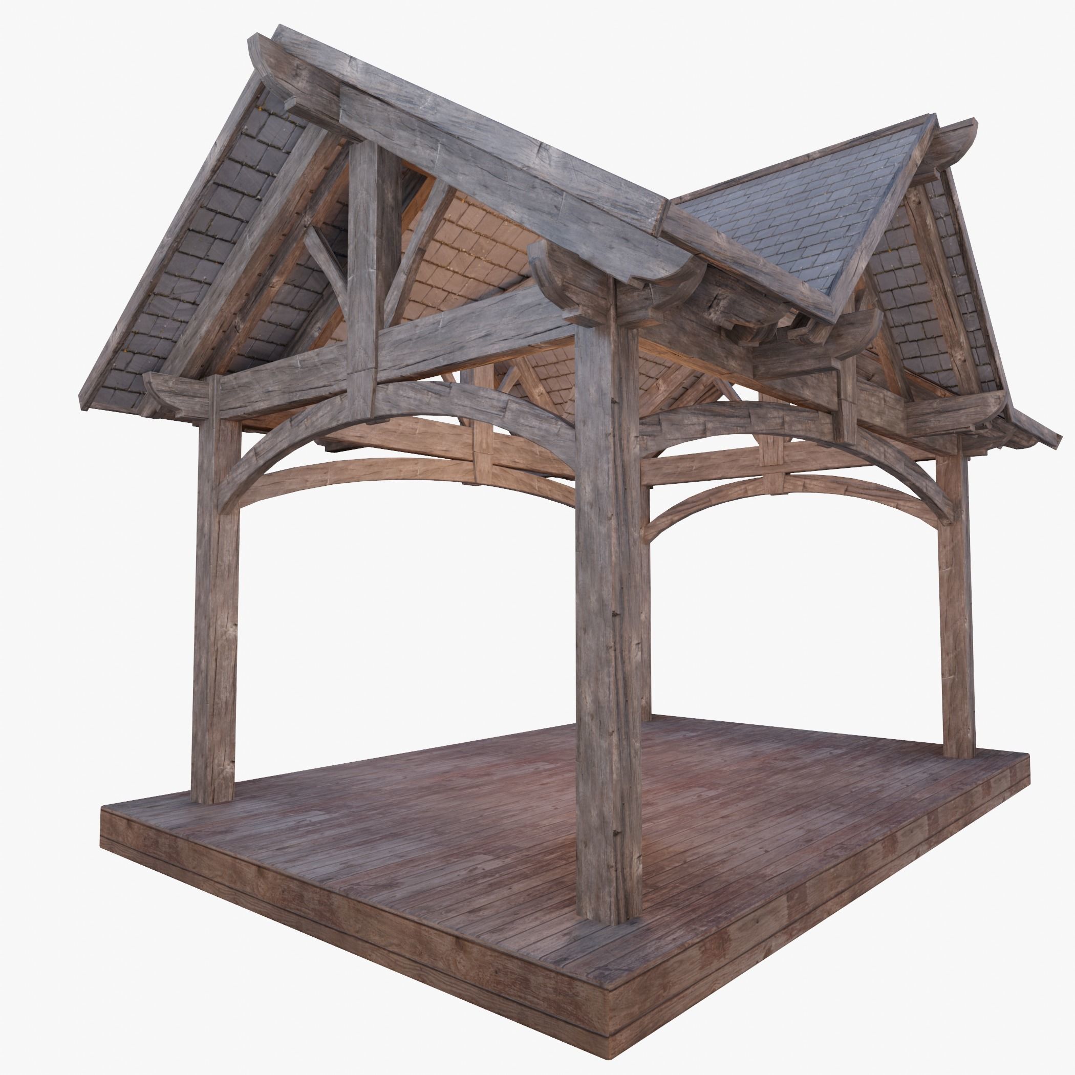 Wooden Pergola 3D model_11