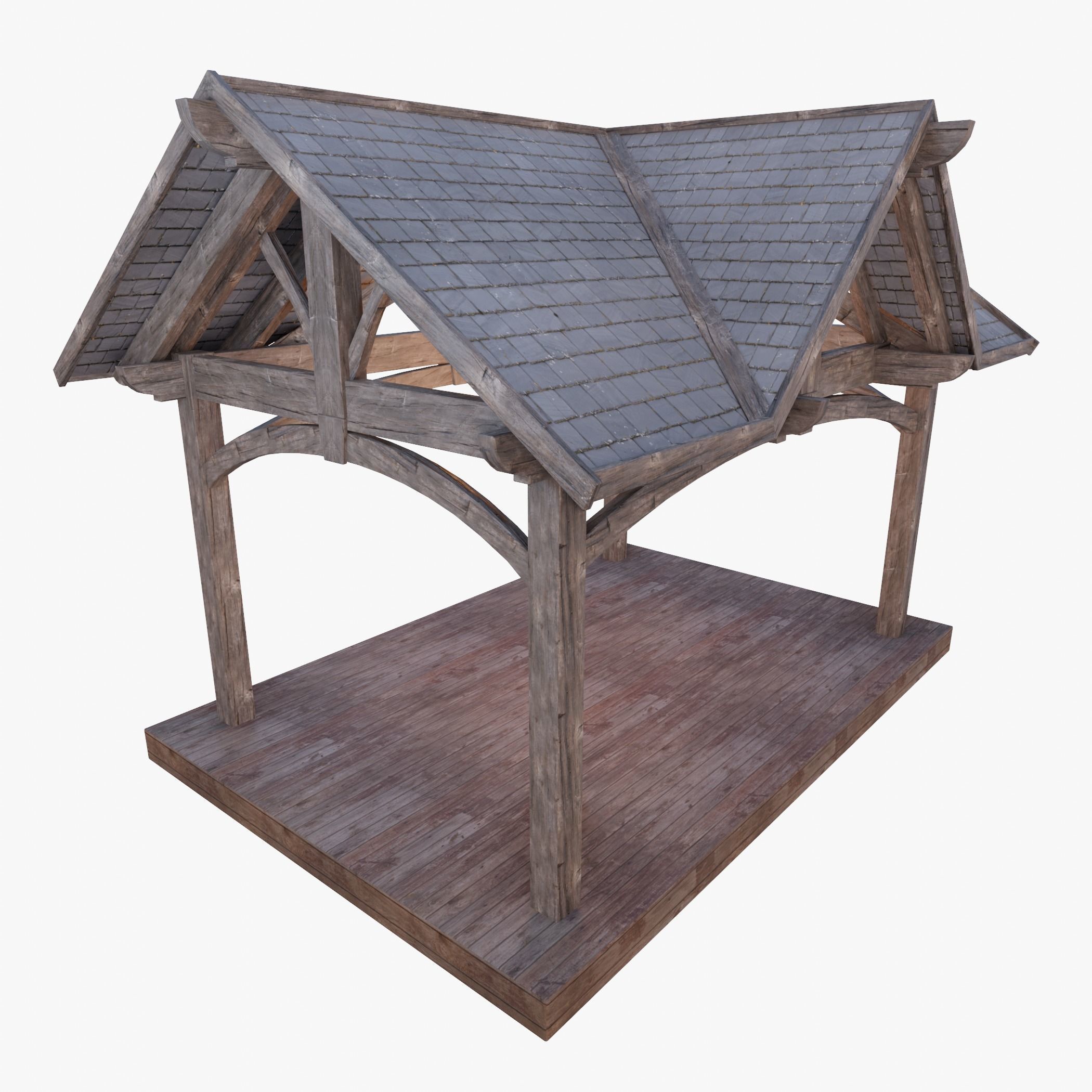Wooden Pergola 3D model_13