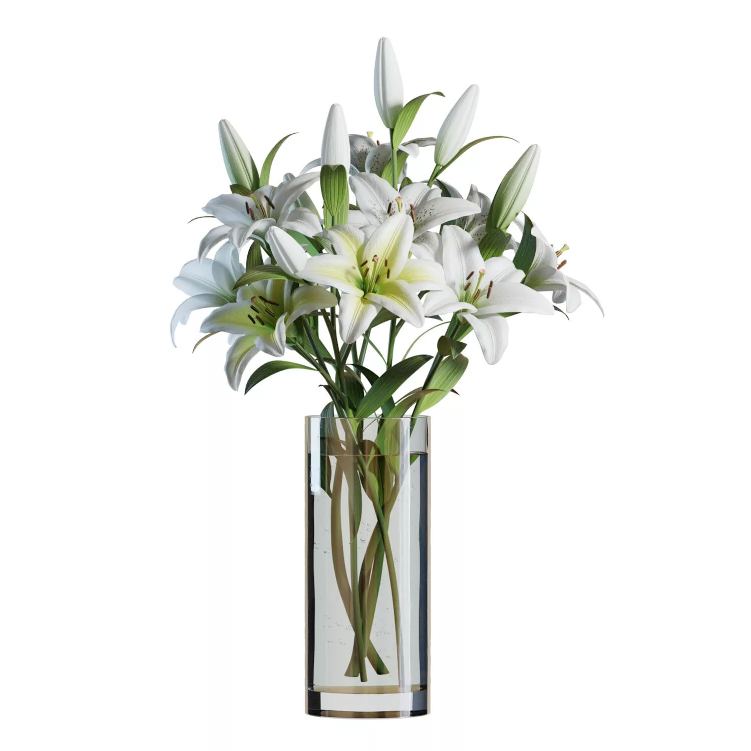 Flower Set 10 - White Lilies Bouquet 3D model