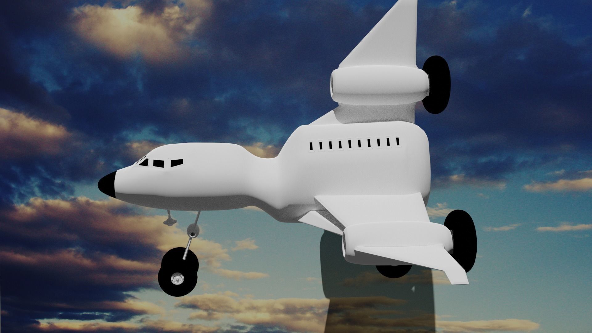 Triplane airplane in sky 3D model_2
