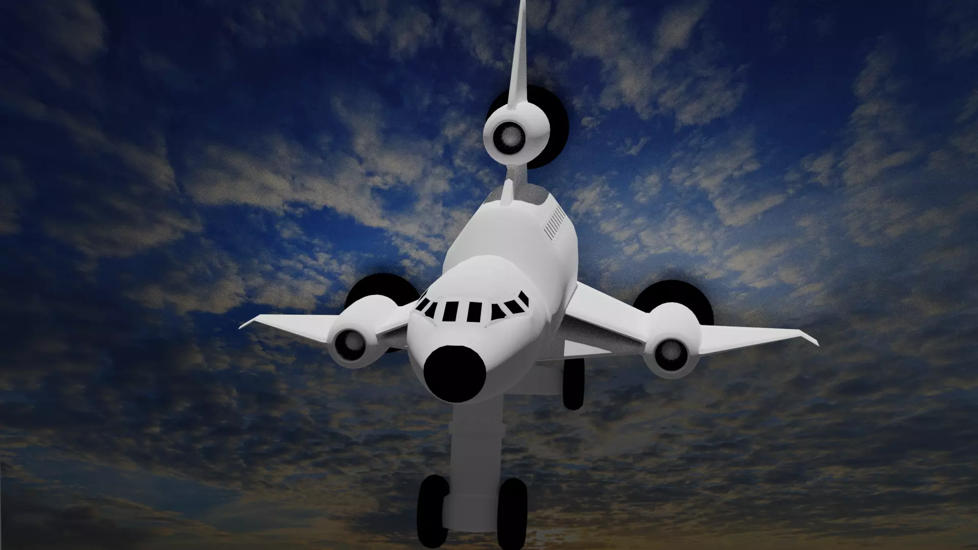 Triplane airplane in sky 3D model_0