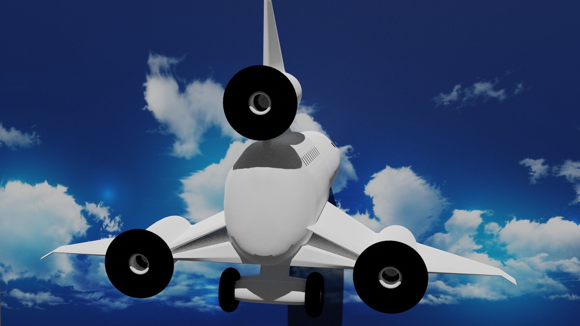 Triplane airplane in sky 3D model_4