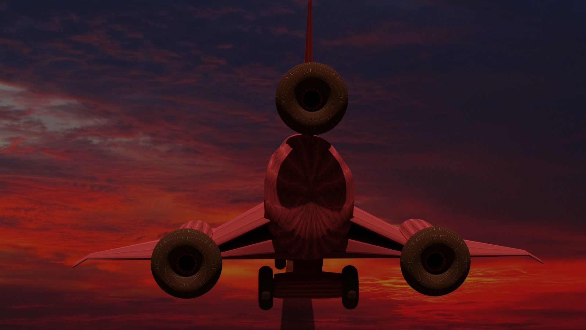 Triplane airplane in sky 3D model_5