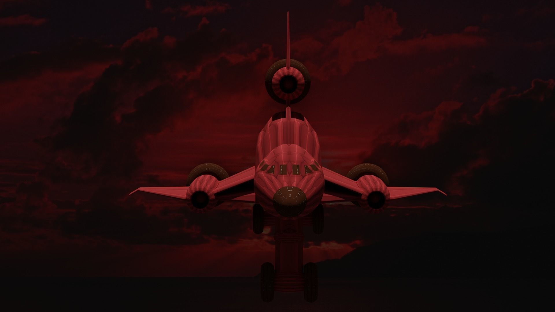 Triplane airplane in sky 3D model_1