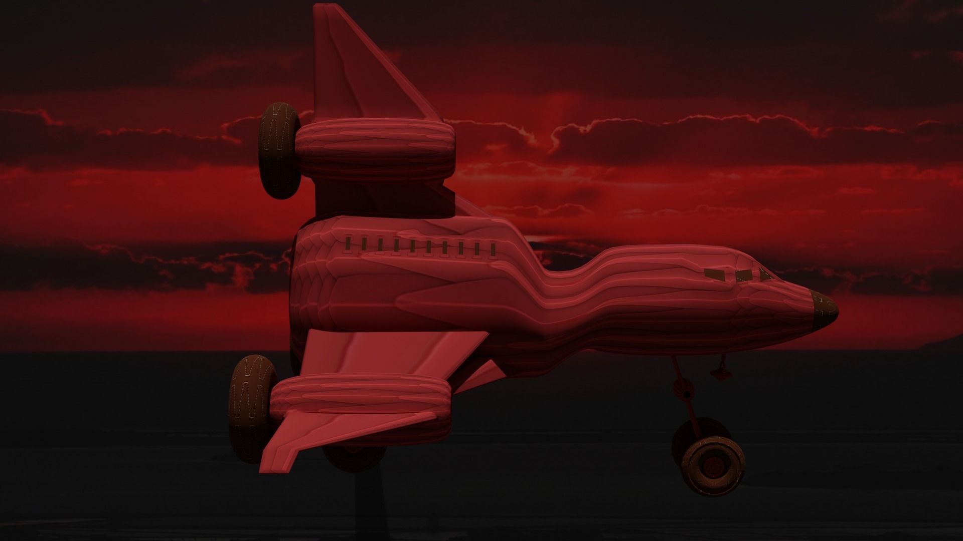 Triplane airplane in sky 3D model_3