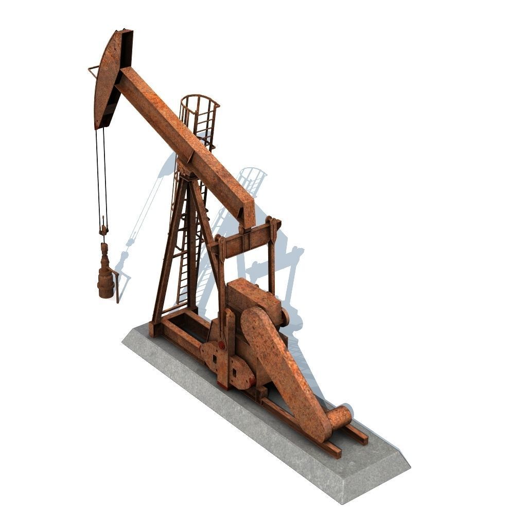 Rusty Pumpjack Oil Well 3D model_7