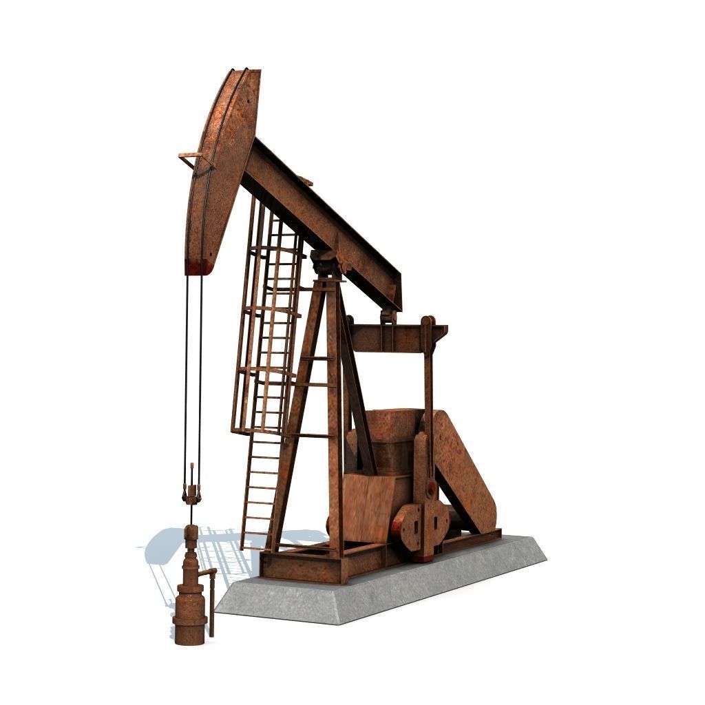 Rusty Pumpjack Oil Well 3D model_2