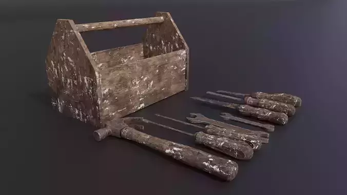 Old woodwork tools Low-Poly 3d models