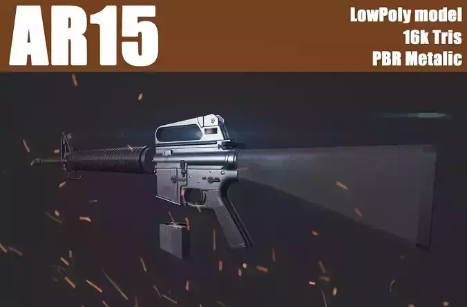 AR 15 LowPoly Game Ready Model PBR Metalic