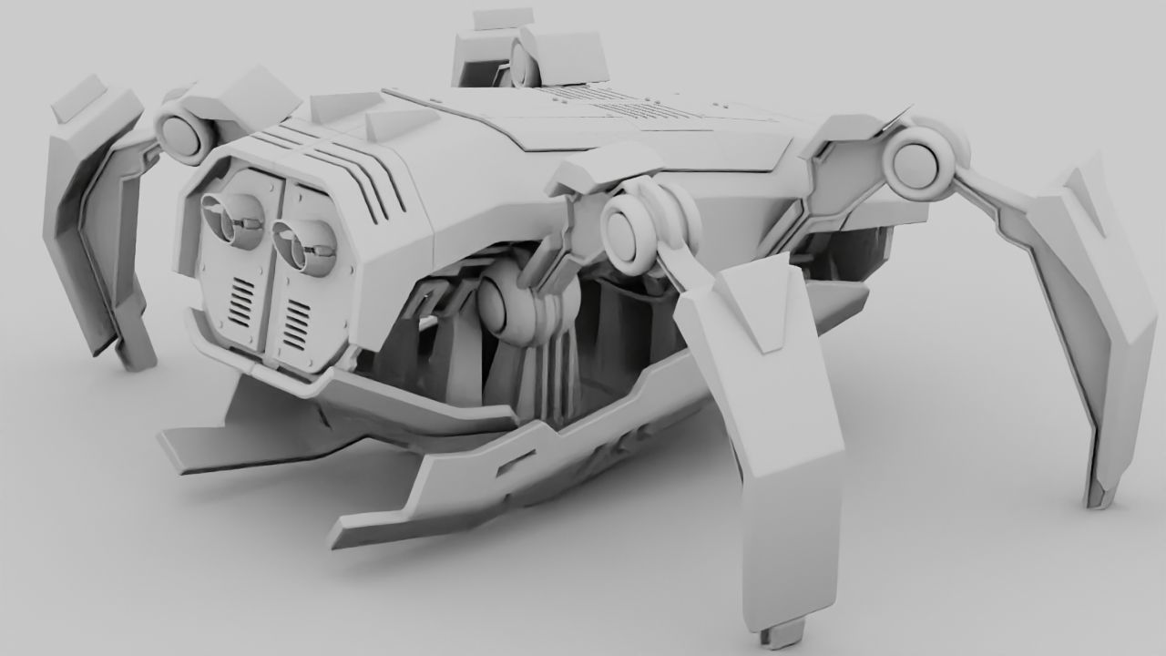 Crab Robot rigged - animated character 3D model_22