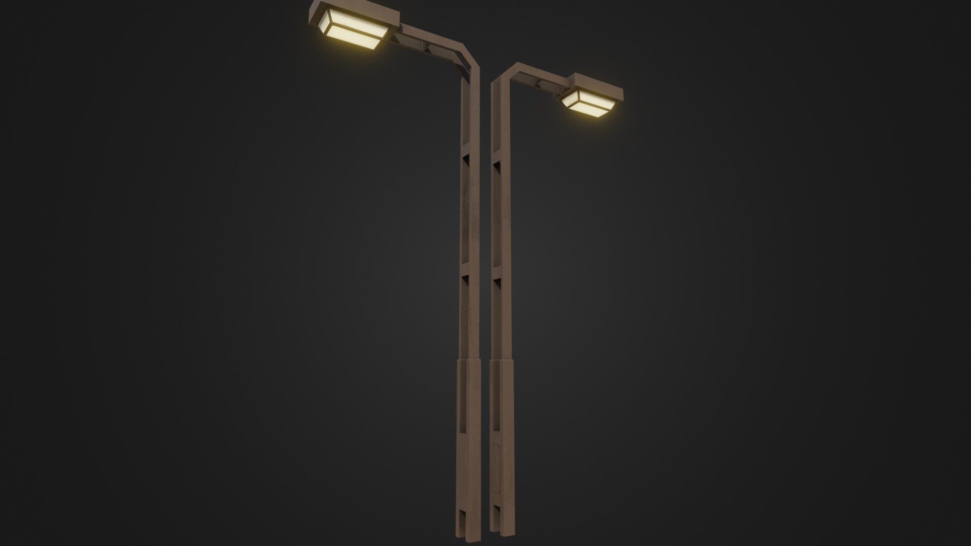 Old Japanese Street Lights lamp post Low-poly 3D model_1